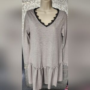 Sheilay Grey Long Sleeve Dress Womens Large